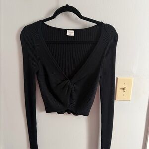 Abercrombie & Fitch Black Twist Front Long Sleeve Top